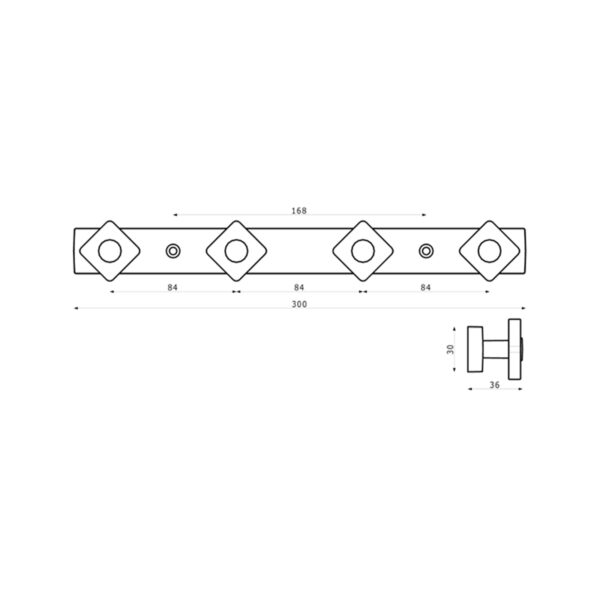Be-Square Hook Rail 8168-300 - Image 2