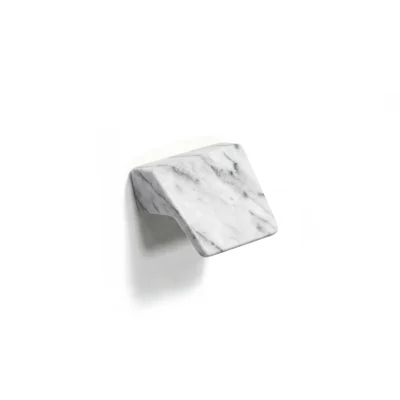 Products Double Face white marble finish edge-pull knob, angled cabinet handle